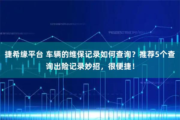 捷希缘平台 车辆的维保记录如何查询？推荐5个查询出险记录妙招，很便捷！